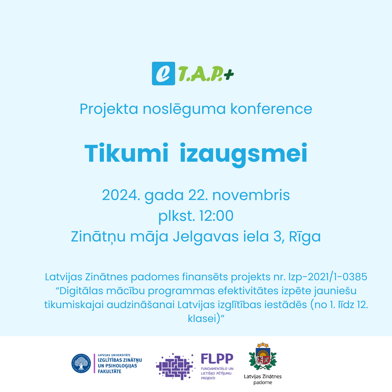 Piesakieties dalībai e-TAP+ projekta noslēguma konferencē "Tikumi izaugsmei"!